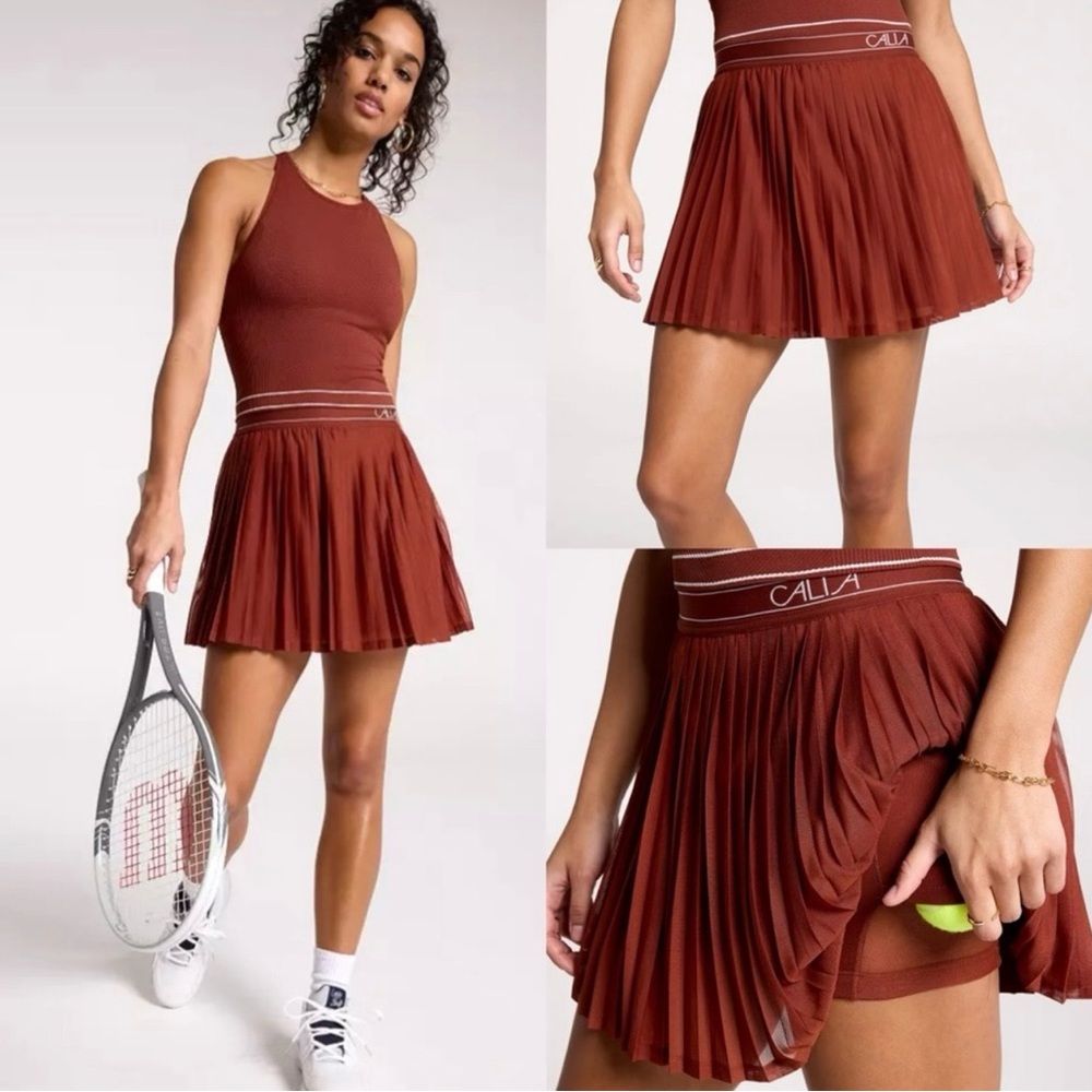 Calia Women's Rust Pleated Skirt